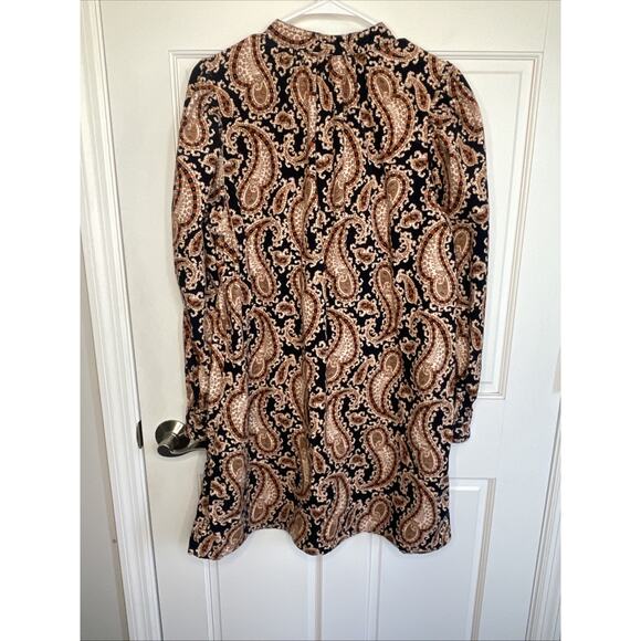 Banana Republic Women's Boho Paisley Corduroy Mini Dress Sz L 70s Peasant Flowy - Picture 10 of 15